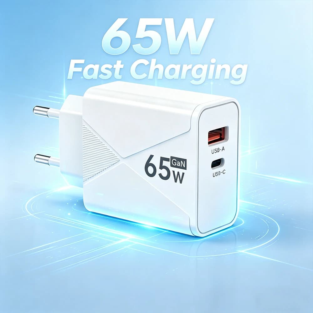 Caricatore da parete universale 65W GaN USB C con ricarica rapida PD QC3.0, presa EU US UK, adattatore per ricarica rapida per iPhone, Samsung, Xiaomi, Huawei