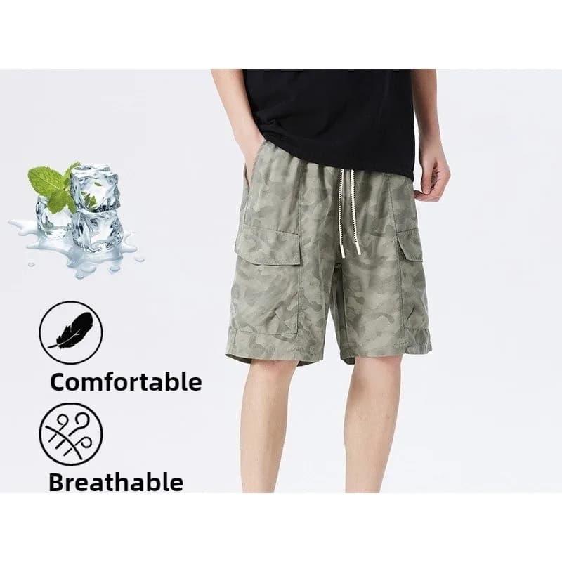 Men's casual shorts wide quick drying breathable fresh hiking outdoor camping tourism running shorts with coulisse