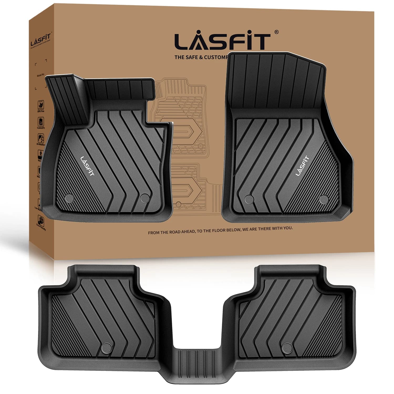 Tappetini LASFIT per BMW X1 2016-2022 / BMW X2 2018-2023 Protezione personalizzata Tappetini per auto per tutte le stagioni Fodere per pavimenti 1a e 2a fila