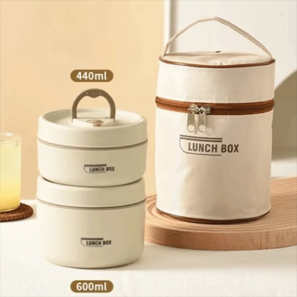 Portable 2-Tier Stackable Insulated Lunch Box 304 Stainless Steel 1040ml Stackable Bento Box Thermal Food Container For Camping