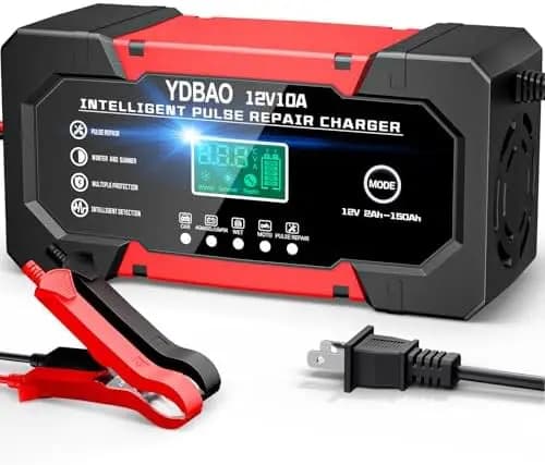 10A 12V Intelligent Charger with LCD and Control Temperature for Auto, Moto, Vans