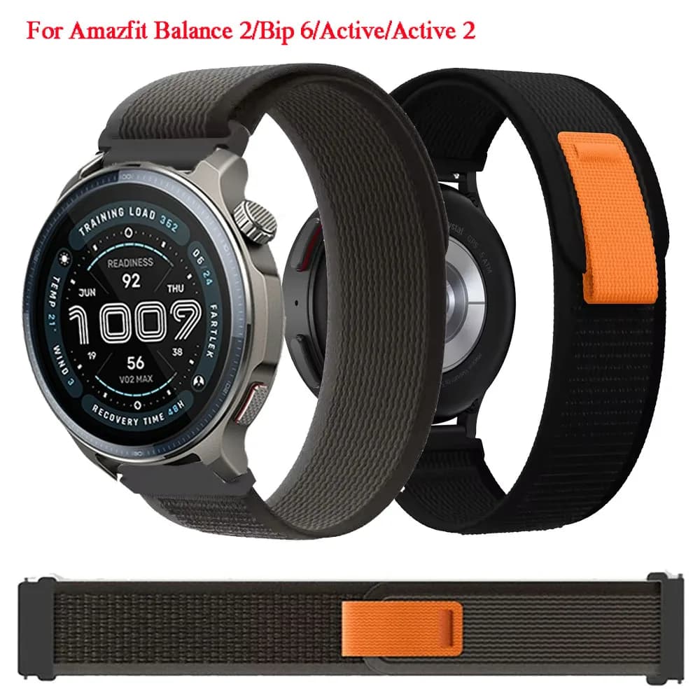 20mm 22mm Trail Loop Fascia in nylon per Amazfit Balance 2/Bip 6 5/GTR 4 3 2 2e Bracciale per Amazfit Active 2/Bip 3 Pro/GTS 4 Strap