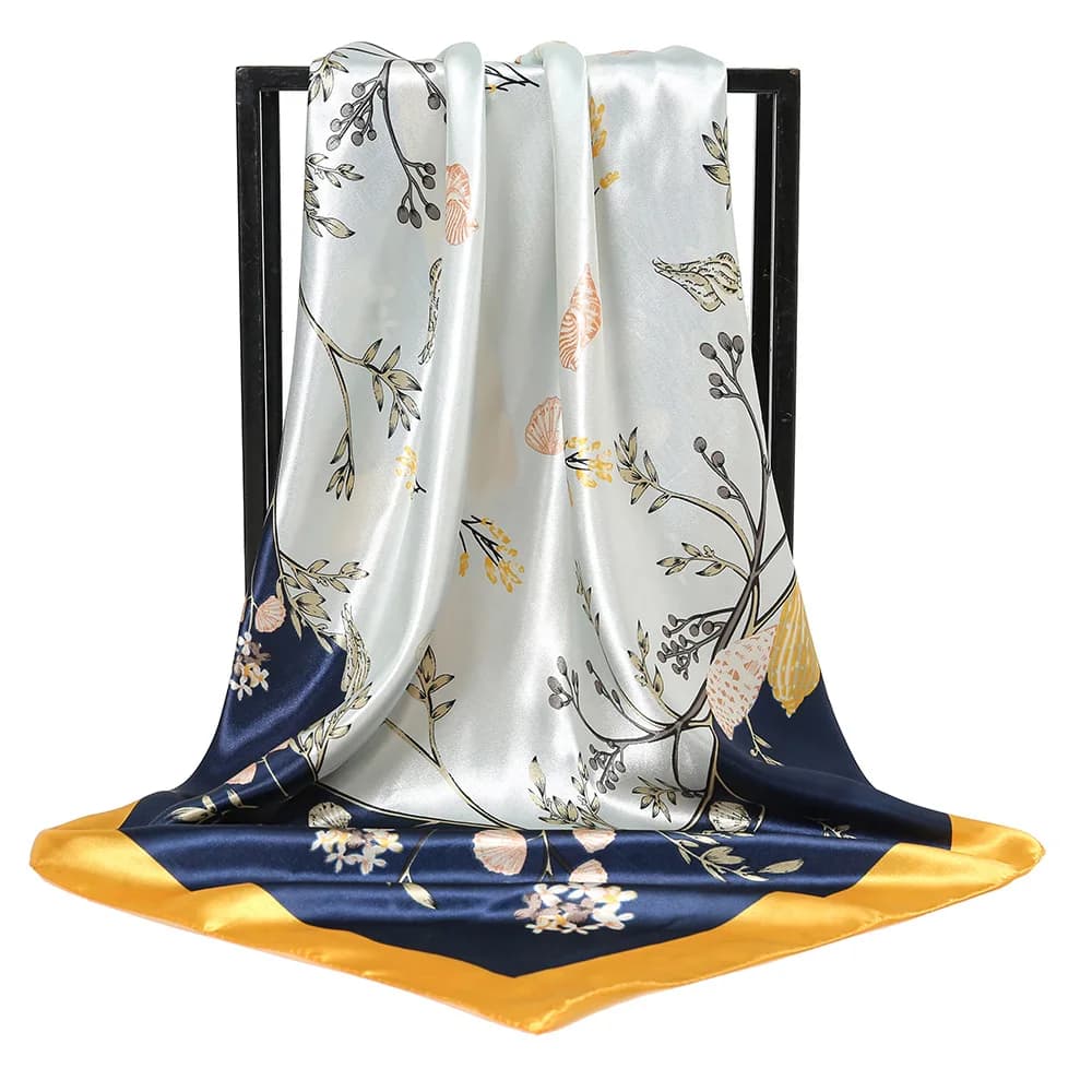 Popular Scarf Square in Soft Silk and Lightweight for Daily Use, Versatile and Elegant, with Romantic Floral Pattern for Mother's Day