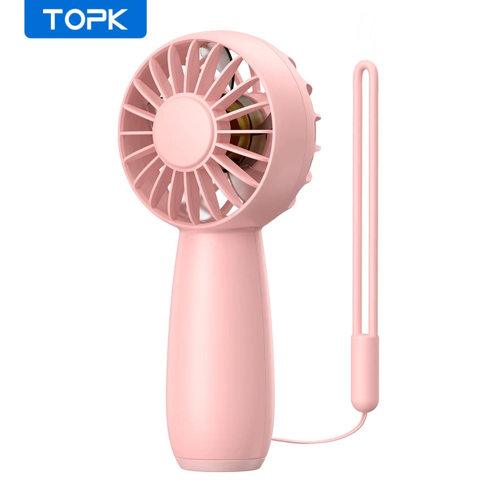 TOPK K20 Mini ventilatore portatile Potente ventilatore portatile ricaricabile, piccolo ventilatore personale a 3 velocità per trucco da viaggio Ventilatore per ciglia