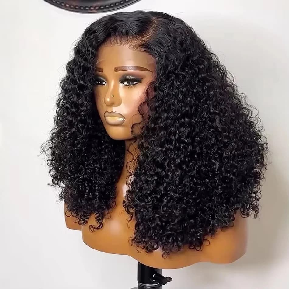 230% Short Curly Bob 13x4 Lace Front Wigs Preplucked Deep Water Wave 4x4 Lace Frontal Wig Brazilian Remy 100% Human Hair 14 Inch