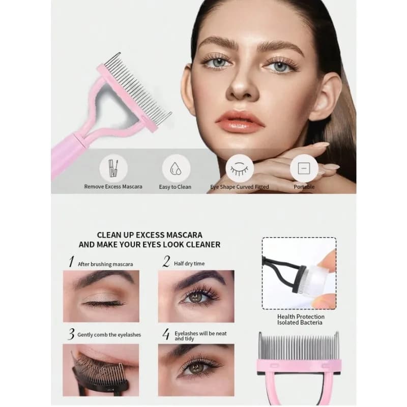 1/2 Pezzi Pettine Separatore Ergonomico per Ciglia - Pettine Curvo con Copertura Antipolvere, Strumento Trasparente per lo Styling delle Radici delle Ciglia