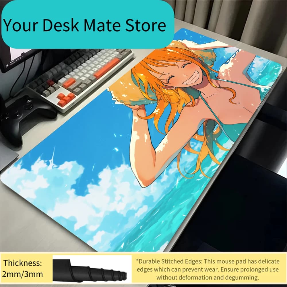 Tappetino per Mouse da Gaming Anime One Piece Nami, Tappetino XXL per Scrivania, Tastiera e Computer