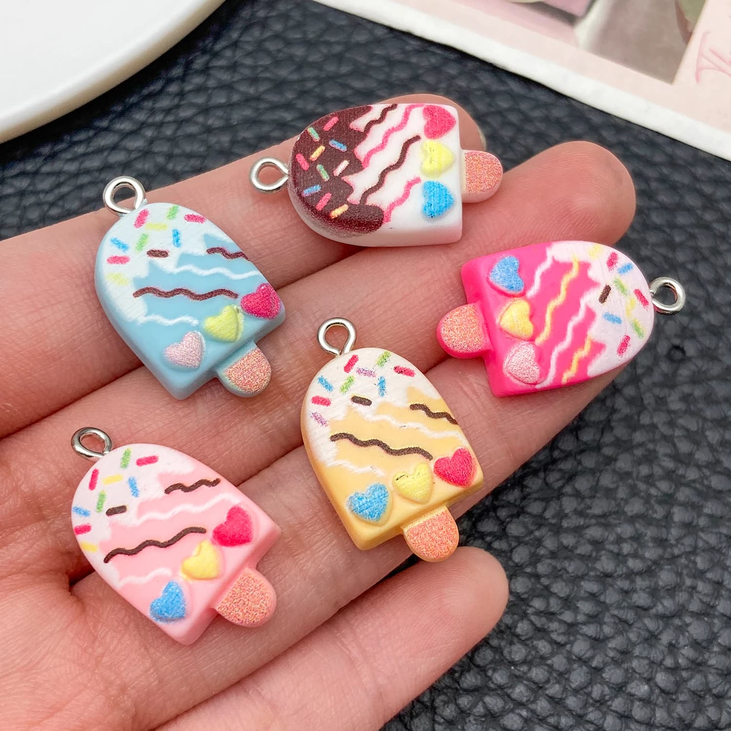 5/10 pezzi di moda carino resina acrilica gelato fai da te ciondoli pendenti per orecchini collane creazione di gioielli accessori