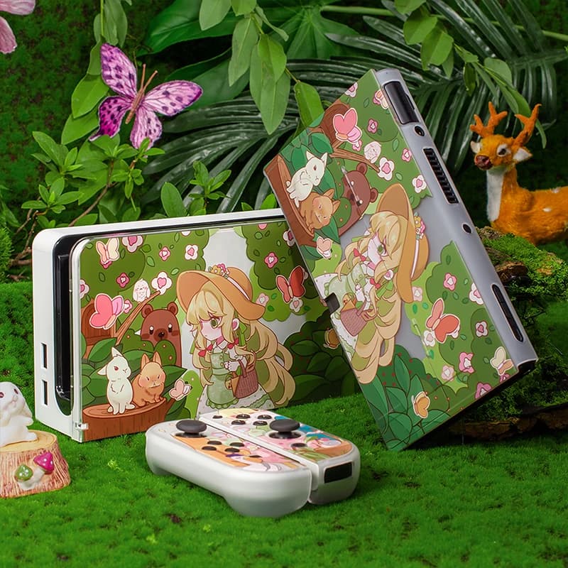 Custodia Protettiva Forest Girl per Nintendo Switch OLED, Cover Rigida in PC per Controller Joy-Con, Accessorio per NS Switch Oled