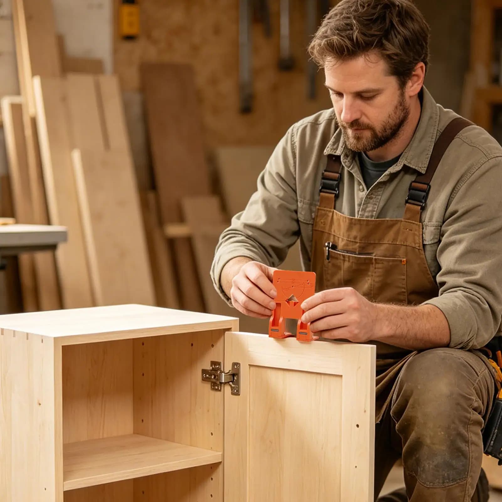 Guida di montaggio magnetica per cerniere, distanziatore per cerniere di porte di armadi, per carpenteria, cucina, mobili per la casa, librerie, guardaroba