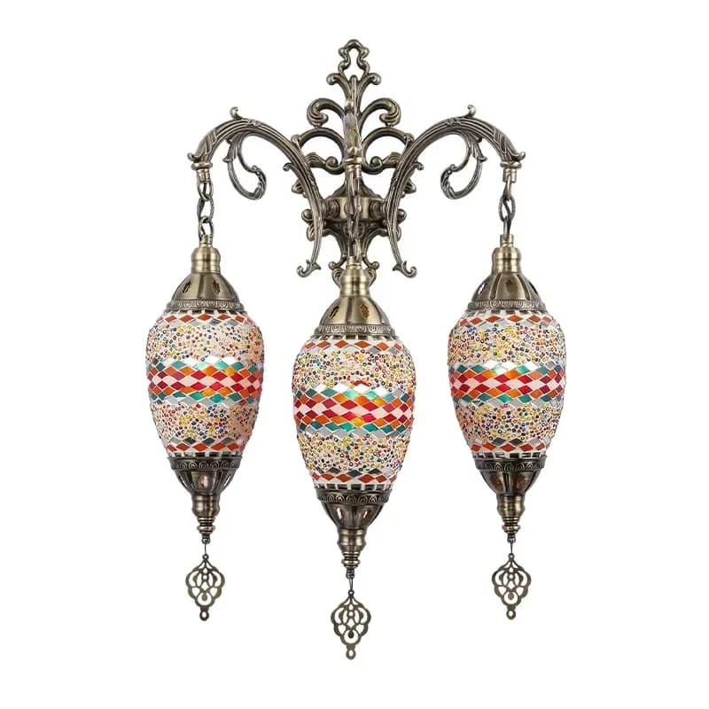 Turkish Characteristic Small Olive Three-head Wall Lamp Living Room Restaurant Hotel Homestay bar KTV Club Decorative Wall