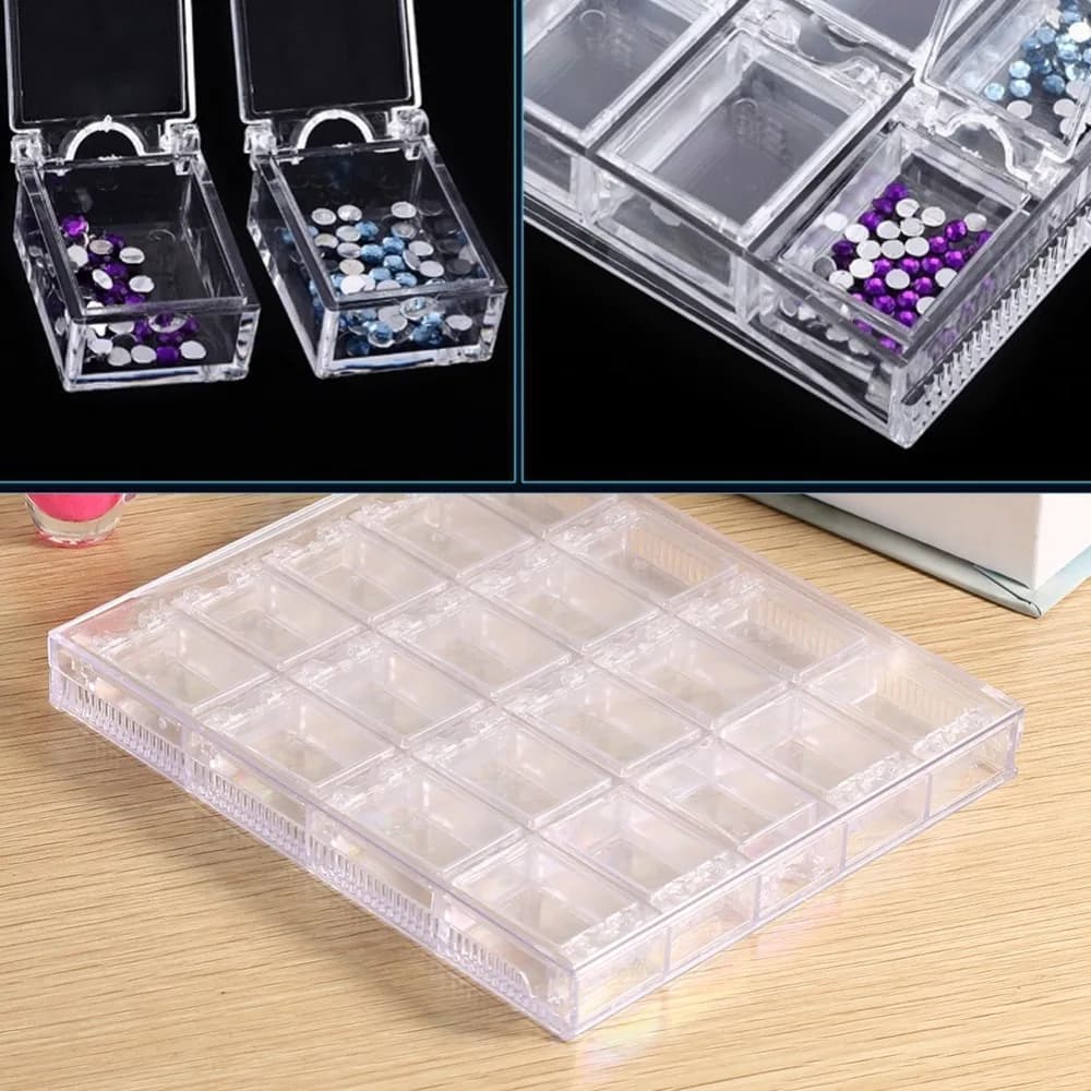 Transparent Acrylic Nail Art Decorations Storage Box 20 Grids With Lids Bead Organizer Storage Box Clear Removable Dividers
