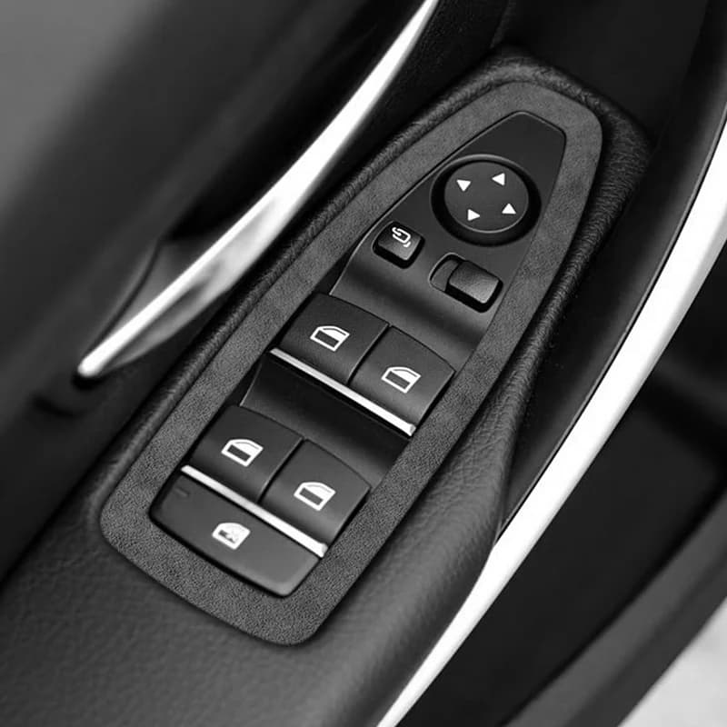 Per BMW F20 F21 F30 F34 Auto Porta Finestra Interruttore Sollevatore Pannello Telaio Trim Adesivo Realizzato in Alcantara Interni Tuning Accessori