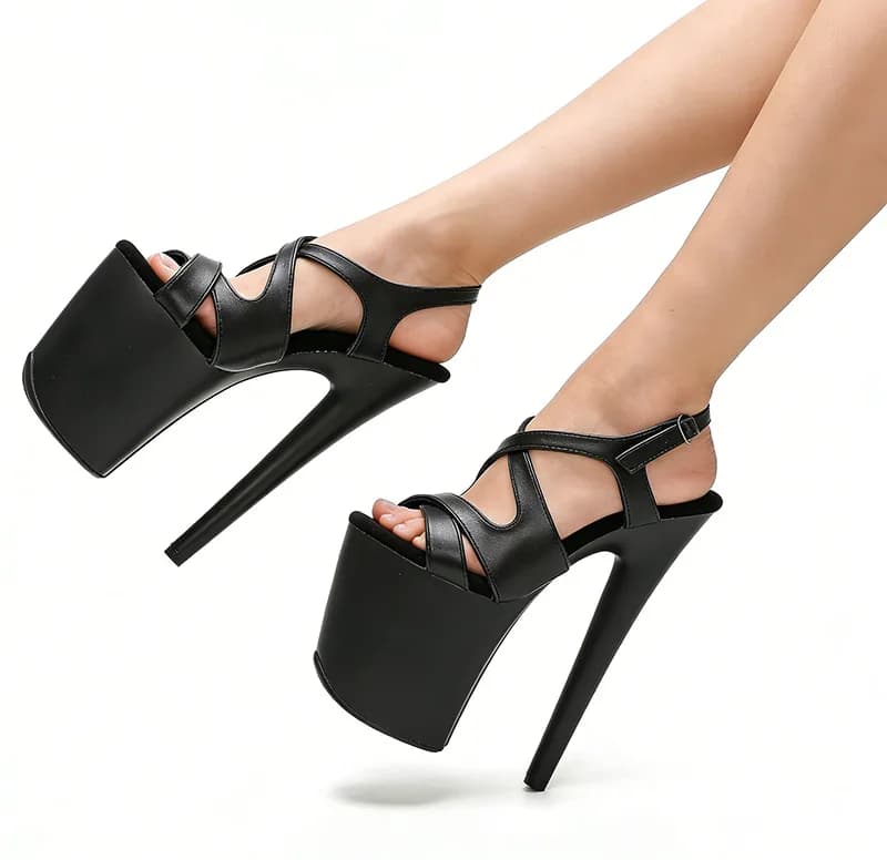 Sexy 20CM Pole Dance Performance Sandals, Hollow Out Slimming Lacquer Finish Hot Sale Women's Heels