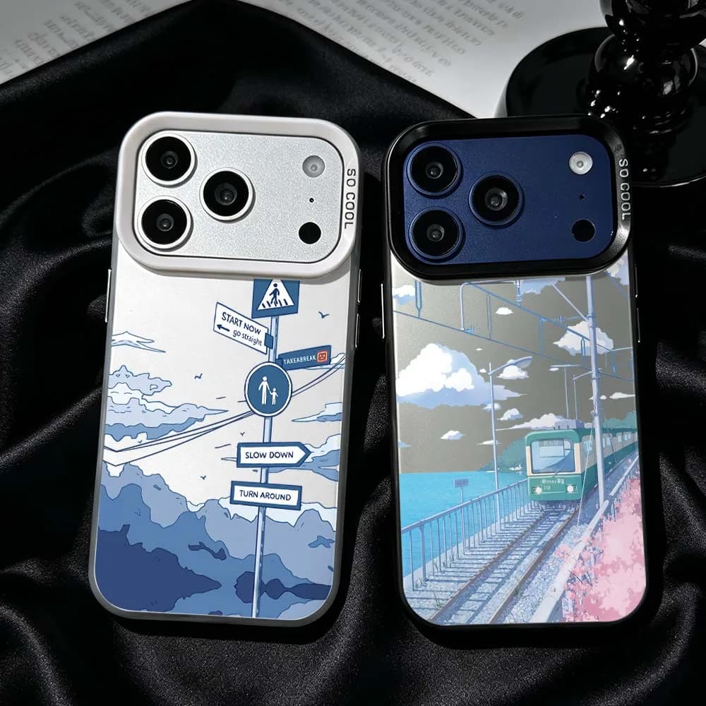 Street Signpost Guide Phone Case For iPhone 17 Air 16 15 14 13 12 Mini 11 Pro Max Plus Shockproof Plating Matte Cover