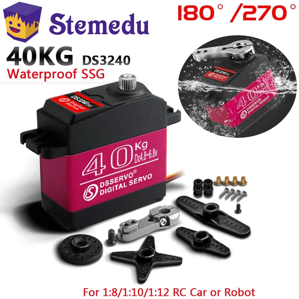 40KG Dsservo DS3240 Grande Coppia Digitale 180/270 Gradi Impermeabile Metal Gear Baja Servo per 1/8 1/10 Bilancia RC Crawler Auto FAI DA TE