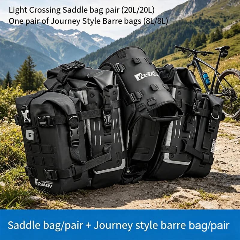Waterproof Universal Motorcycle Saddle Bags - Side Hanging Luggage for Rear Seat Travel Carrying Bag with Off-road Protection