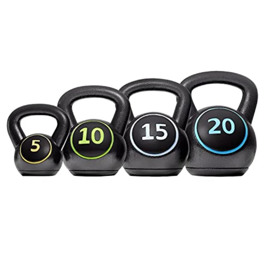 Set di kettlebell per palestra domestica: set di pesi in ghisa nera da 4 pezzi 5lb/10lb/15lb/20lb per allenamento di forza e fitness per tutto il corpo
