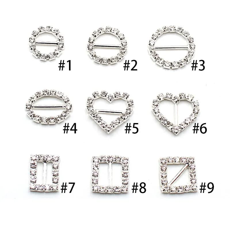 10 pezzi di fibbia in metallo con strass, confezione regalo per abbigliamento da sposa, carta d'invito, accessori decorativi, fiocco in nastro, fibbia a nastro