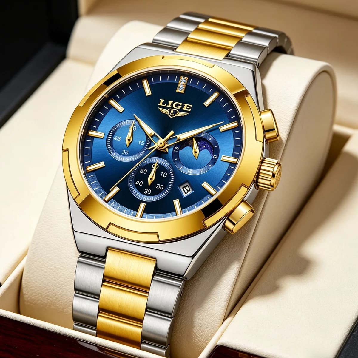 LIGE Men Casual Sport Quartz Calendar Wrist Watch for Man Business Steel Strap Waterproof Male Clock Relogio Masculino