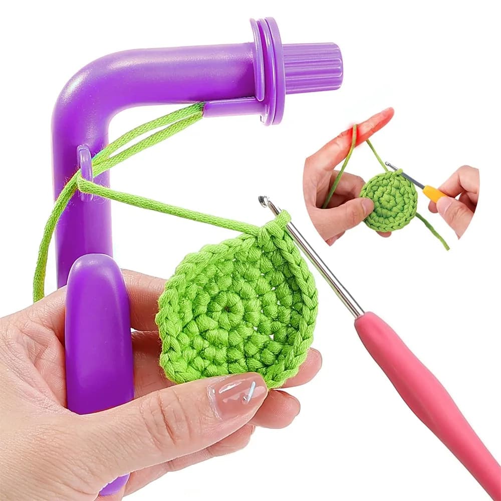 Fai da te Crochetobe Porta uncinetto Filato per maglieria 3 in 1 Regolatore di tensione del filato Aghi Punti Kit uncinetti