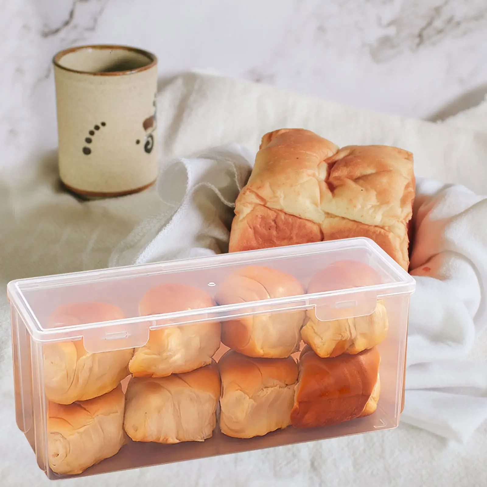 Clear Airtight Bread Box Food Grade Transparent Storage Container for Kitchen Bakery Coffee Shop Fridge Organizer Fruit Snack