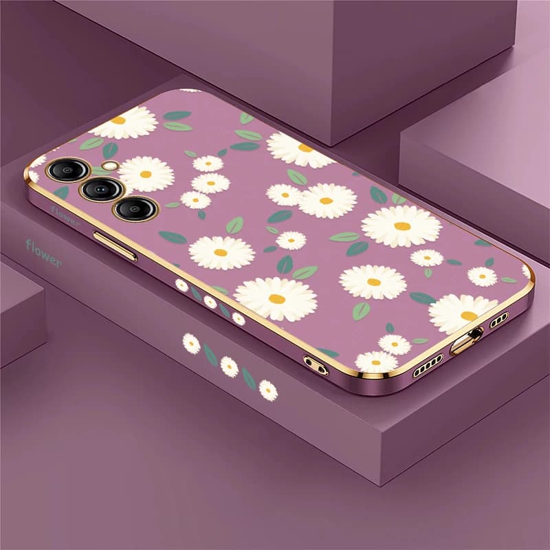 Placcatura Cassa Del Telefono Del Silicone Per Samsung Galaxy A13 5G A22 A32 A42 A52 A52S A72 A73 A23 A33 A53 A12 Morbido TPU Della Copertura Del Fiore
