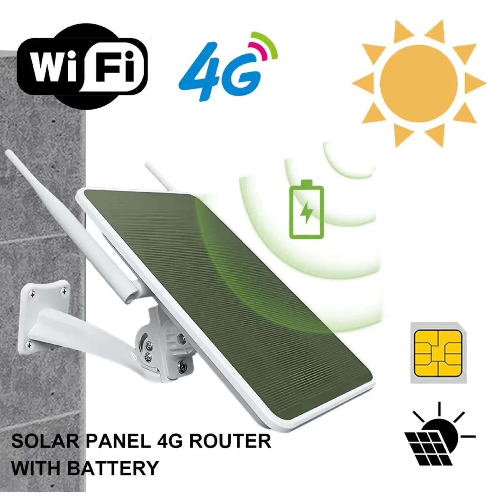 Router Solare Impermeabile 6W, Modem Router Alimentato a Energia Solare, Lunga Durata, IP66 Impermeabile, Router WiFi 4G Solare Ripetitore per Esterni