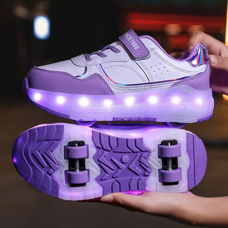 Scarpe da ginnastica leggere a LED per bambini Scarpe luminose a 4 ruote con ruote Luci ricaricabili per ragazze Ragazzi Donne Scarpe per pattini a rotelle per bambini