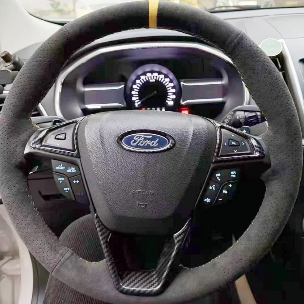 Coprivolante per auto personalizzato antiscivolo in pelle scamosciata per Ford Mondeo Fusion 2013-2019 EDGE 2015-2019 Volante Avant