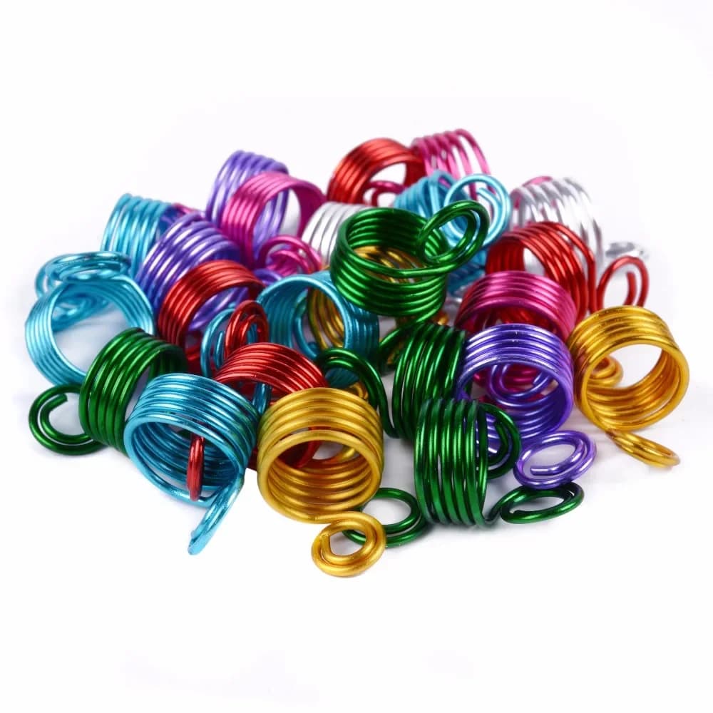 2025 Hot Sales 50Pcs Dreadlock Beads Stretch Spiral Shape Hair Cuffs Clips Rings for Braid DIY Hair Accessories