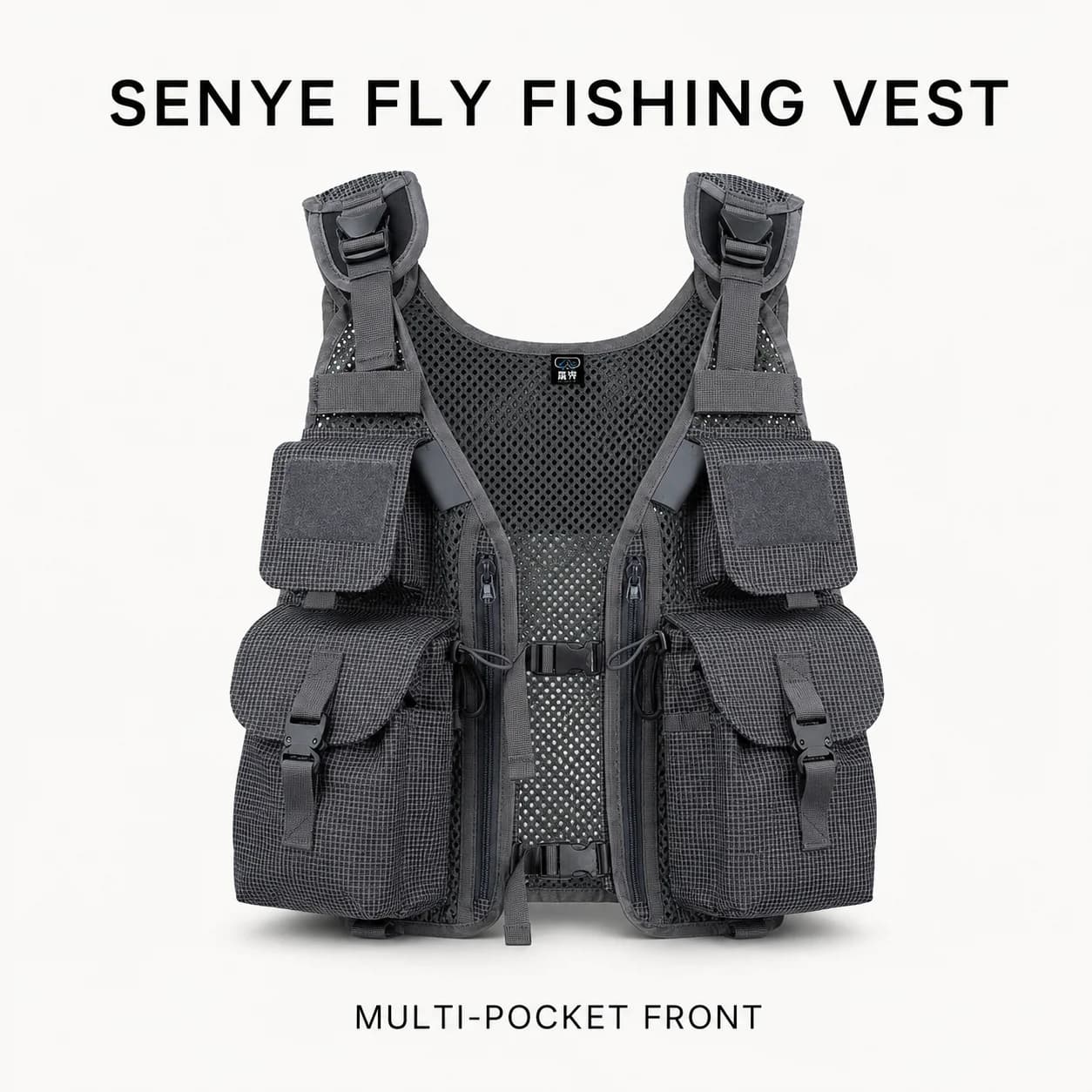 Men Women Fly Fishing Vest Multi Pocket Mesh Back Adjustable Shoulder Straps Buckle Pockets Fishing Vest for Fishing
