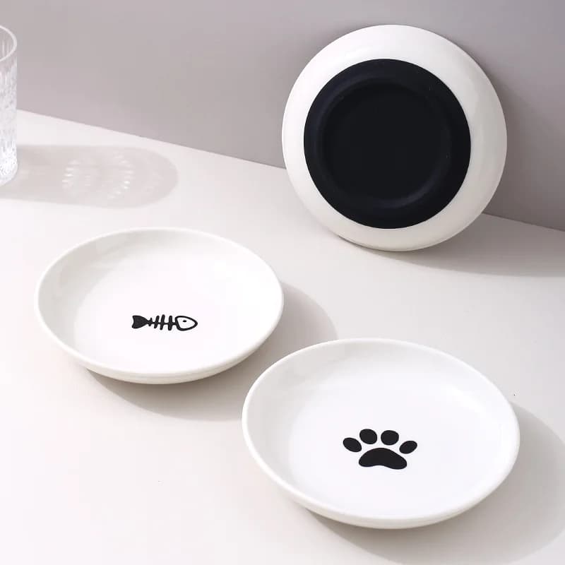 Ciotola per animali domestici in ceramica con cuscinetto in silicone per uso domestico Ossa di pesce Artigli per gatti Bacino per alimenti Piatto per gatti antiscivolo Vassoio per cibo per gatti Alimentatore per animali domestici