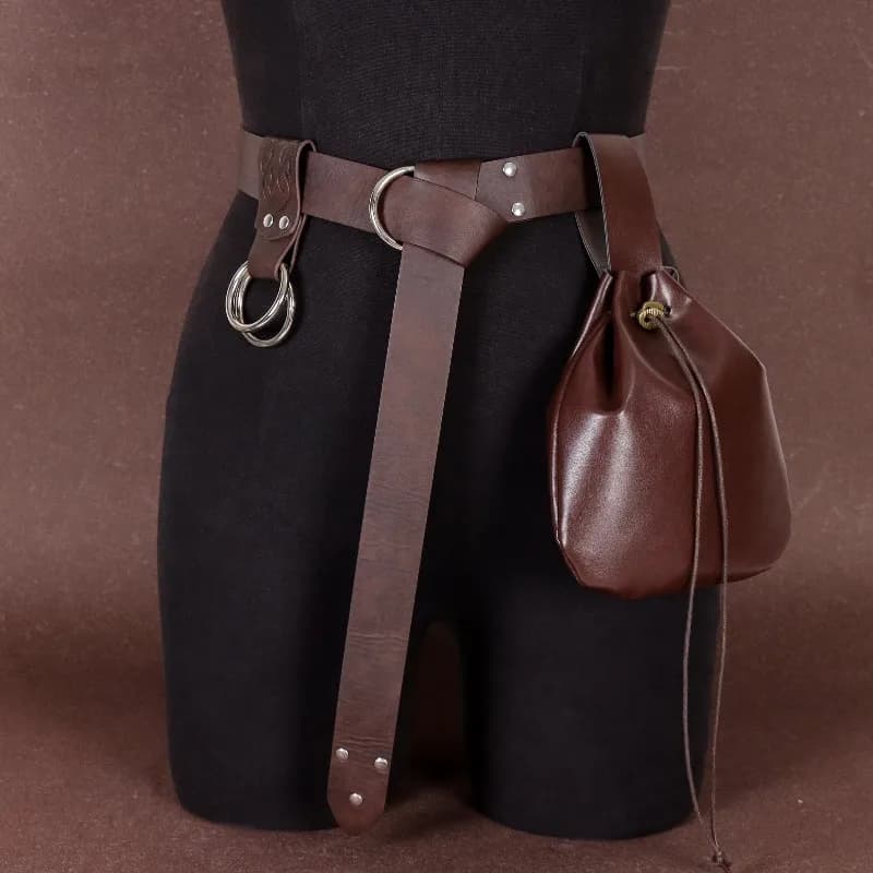 Set di cinture da cavaliere vichingo norvegese medievale da 3 pezzi con fibbie, custodia per soldi e clip con fibbia per cintura, accessori per costumi di ruolo regolabili