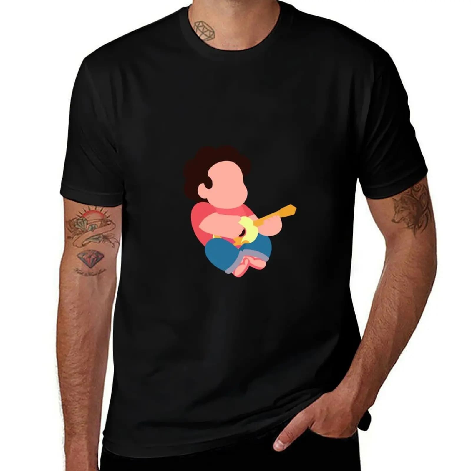 T-shirt Steven Universe che suona il ukulele, taglia grande, t-shirt casual basic
