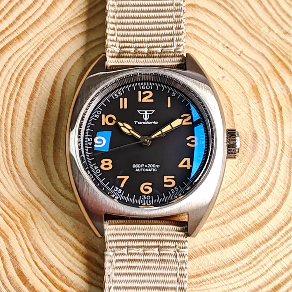 Tandorio AR Double Domed Sapphire 36mm Military NH35A Miyota 8215 ST2130 Auto Brushed Men Watch Luminous Nylon Strap