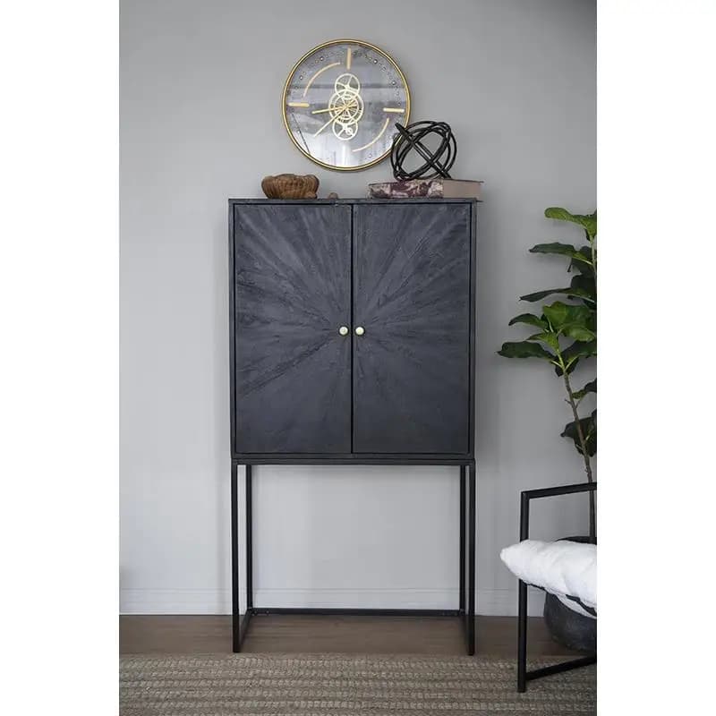 Armadietto nero da 31,5x16,5x60 pollici con ripiani