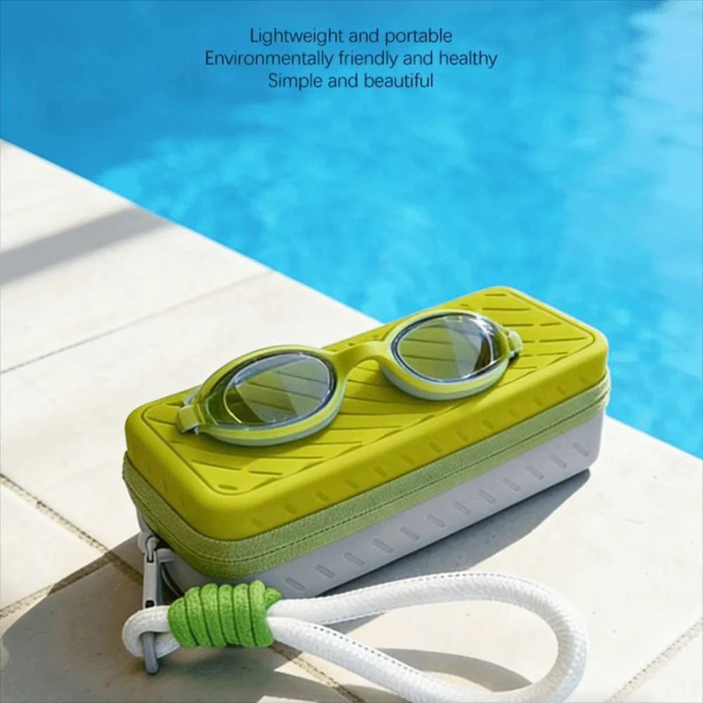 Large Capacity Silicone Swim Goggle Case Perforated Waterproof Eyeglasses Storage Bag with Handle Zipper Closure