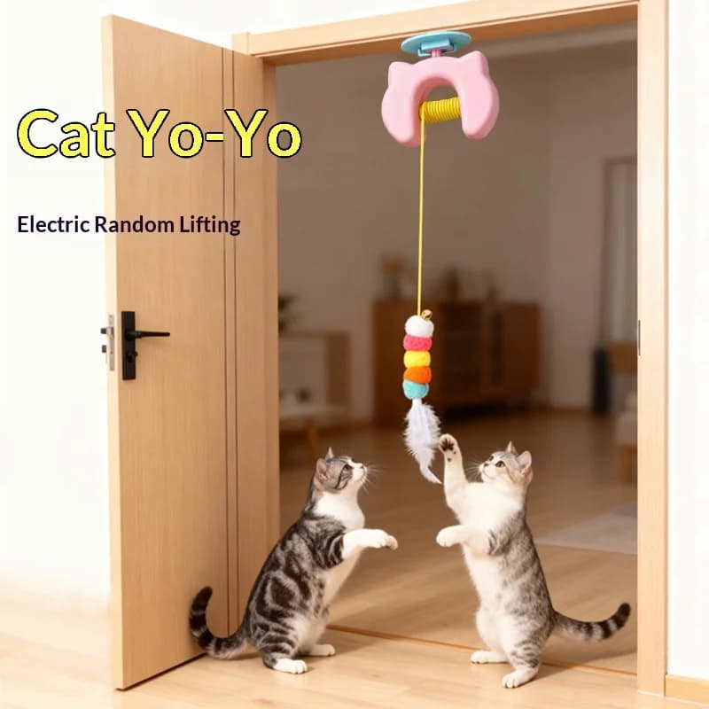 Giocattolo per gatti con piume oscillanti automatici Porta sospesa intelligente Teaser elettrico per animali domestici Auto-intrattenimento per gatti da interni