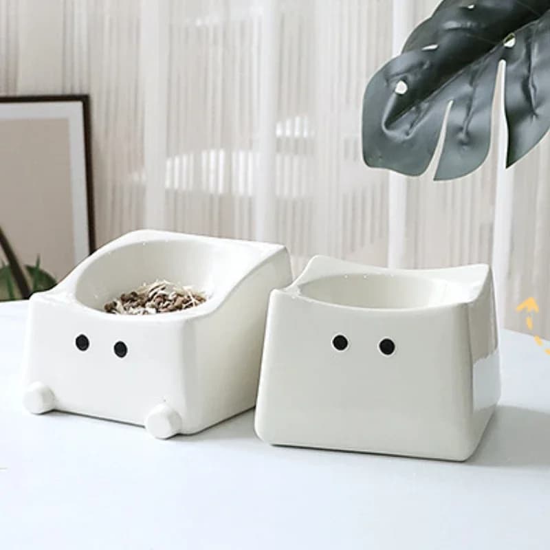 Ciotola per alimenti in ceramica per animali domestici Inclinazione Protezione per il collo con fondo alto Antisoffocamento Ciotola per acqua per cani e gatti Antidumping Forniture per l'alimentazione del cane