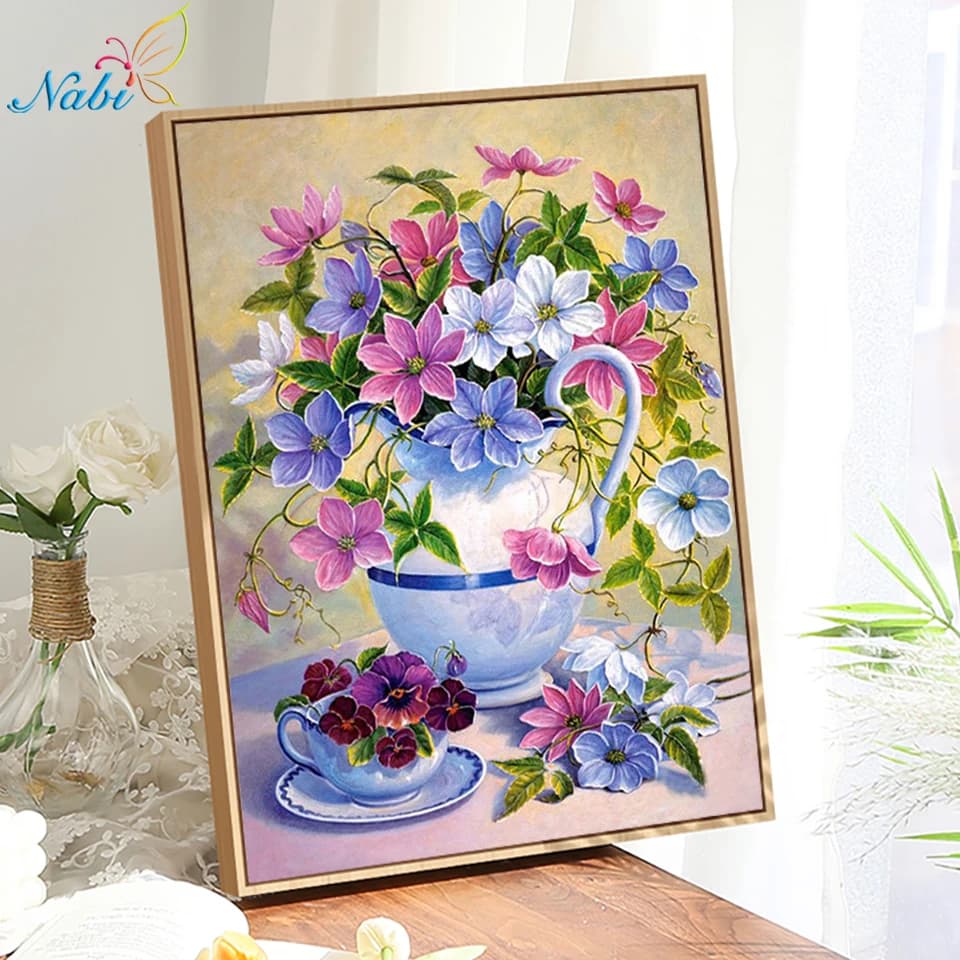 5D DIY Diamond Painting Flower Cross Stitch Kit Mosaic Art Diamond Embroidery Rose Full Square Drill Home Decoration Round Arts