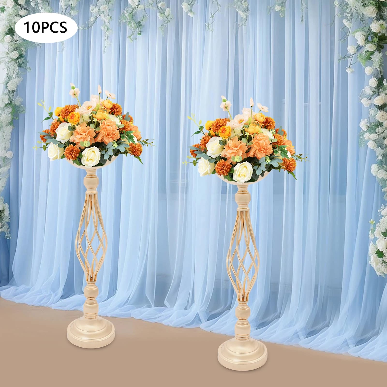 Supporto per composizione floreale in metallo da 10 pezzi, portacandele in metallo dal design cavo, composizione di vasi di fiori twist per reception