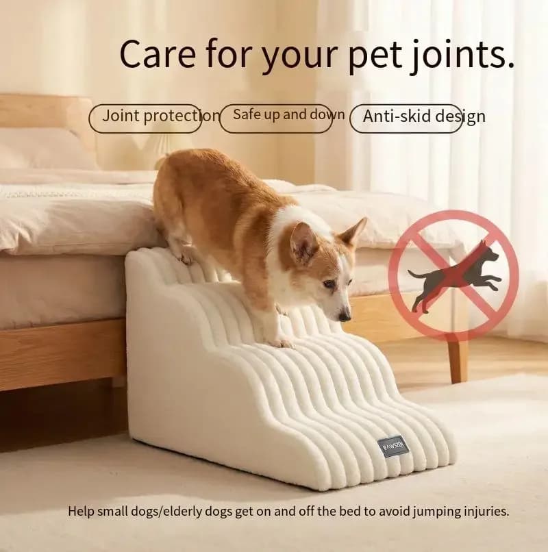 Ladder Dogs Pets Vertical Stripes Dogs Supplies Puppys Stairs Beside Sofa Beds Ramp for Dogs Protecting Pets Joint Safety Stairs