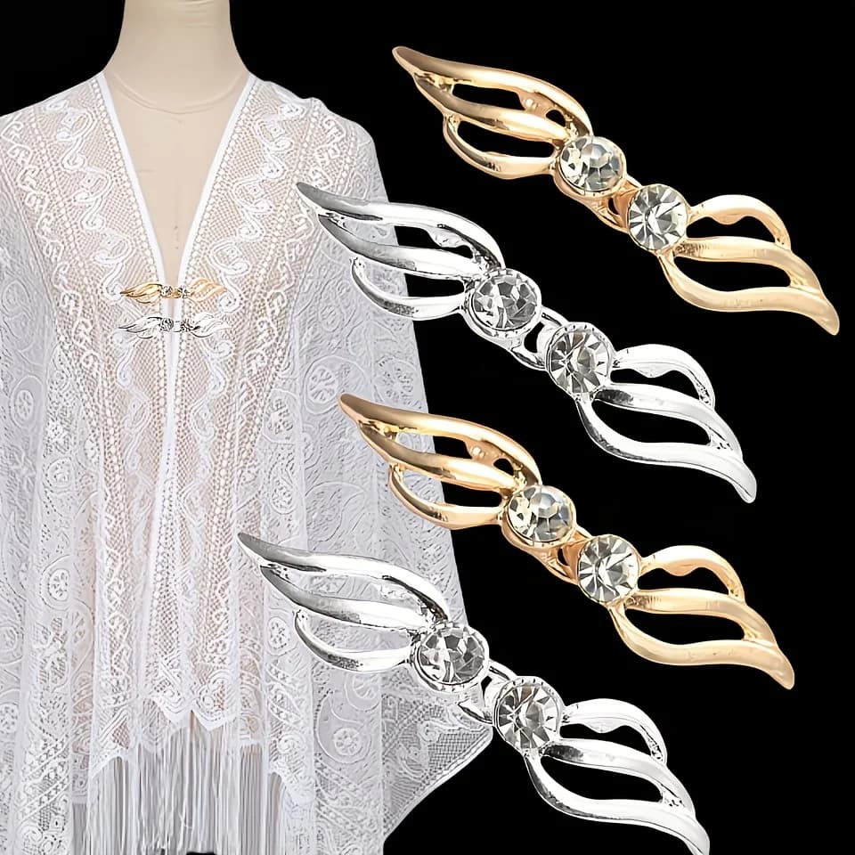 Set di 2 eleganti bottoni decorativi per abbigliamento, con bottoni decorativi con strass, adatti per giacche, cappotti, scialli, ecc.