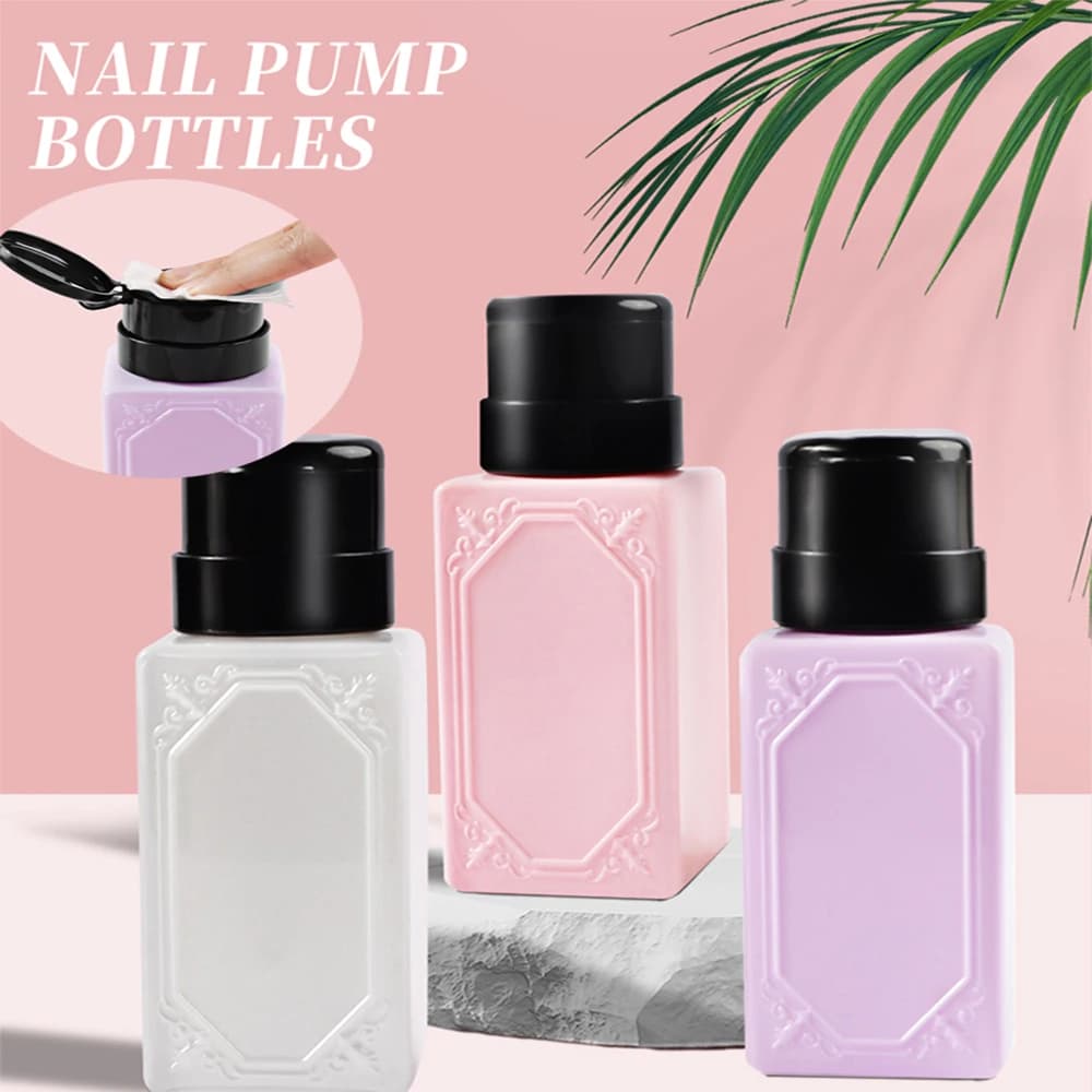 Flacone per unghie da 230ml Dispenser per pompa a pressione vuota detergente per solvente liquido portatile in plastica bottiglia di Acetone strumenti per Manicure per il trucco