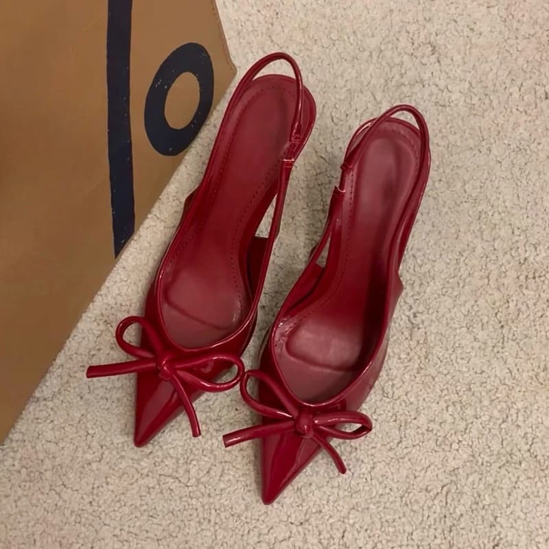New summer high heel women's shoes fashion tip toe with butterfly knot singbacks muli shoes elegant wedding party shoes