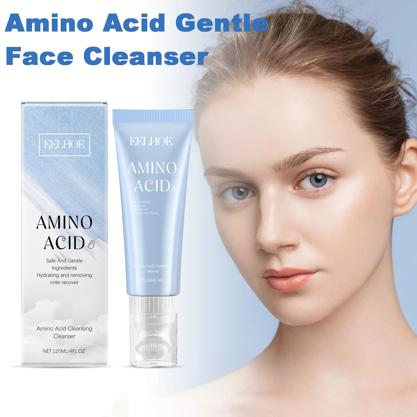 Detergente per il viso con aminoacidi Idratante Controllo del petrolio Cura dell'acne Pulizia profonda Rimozione degli acari Detergente in schiuma delicata per pelli sensibili