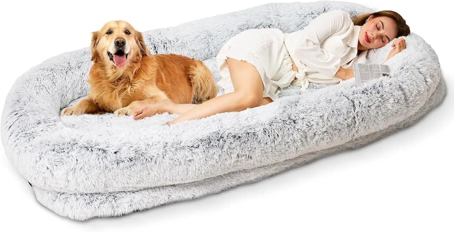 Letto per Cani XL 79"x44"x12.5" - Letto Ortopedico Condiviso per Adulti e Animali Domestici, Letto per Animali Domestici Grande in Finta Pelliccia, Rimovibile e Lavabile