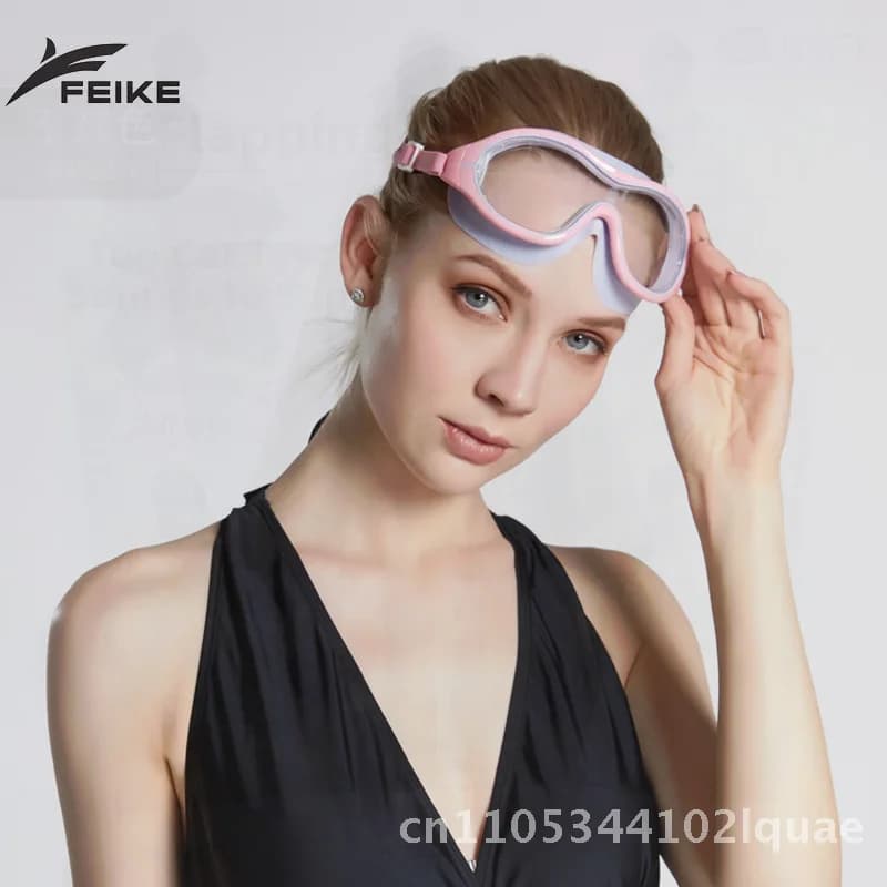 Adult Swimwear HD Frame Large Waterproof Fashion Women Diving Glasses White Pearl Phantom Black Boya
