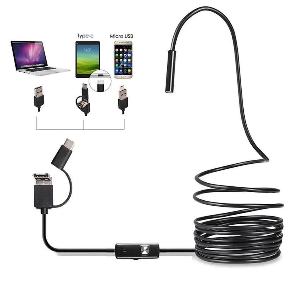 Practical 7 mm 3 Android endoscope in 1 USB/Micro USB/Type C IP67 Periscope Inspection Camera Waterproof for Smartphone Computer